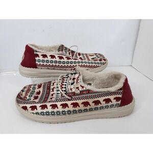 Hey Dude Wendy Holiday Cheer Shoes Womens 8 Festive Christmas Slip On Casual